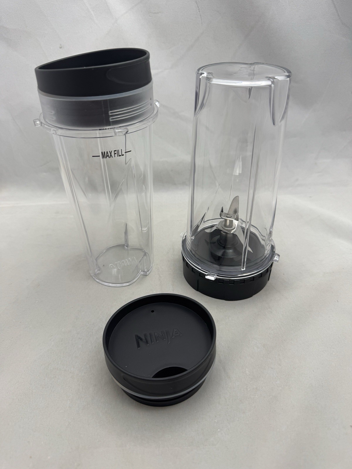 Ninja Blender Cups 16 oz 2 Pack Lids Blade Assembly Replacement Set