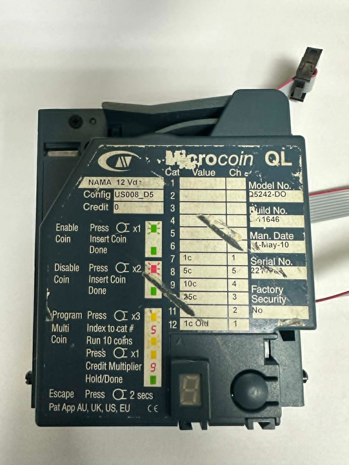Microcoin QL Coin Acceptor Q5242-DO