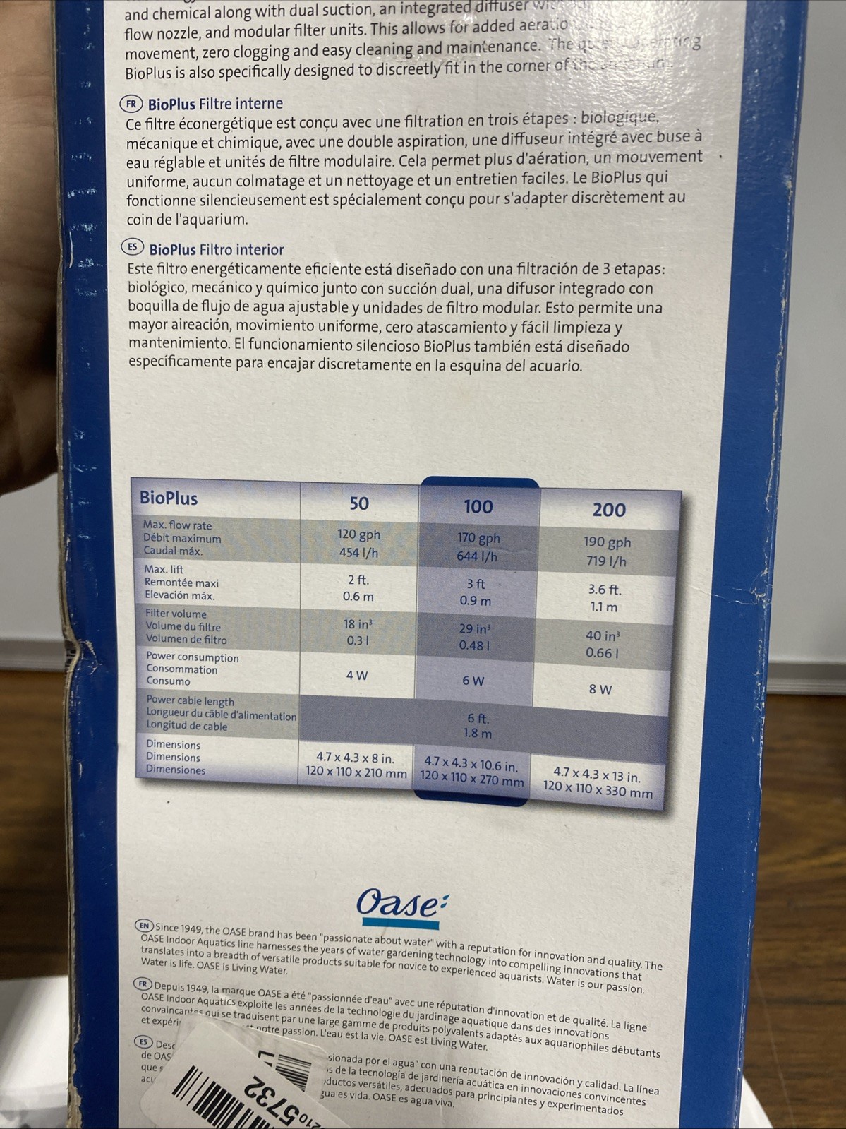BioPlus 100 Internal Filter - Oase - Open Box