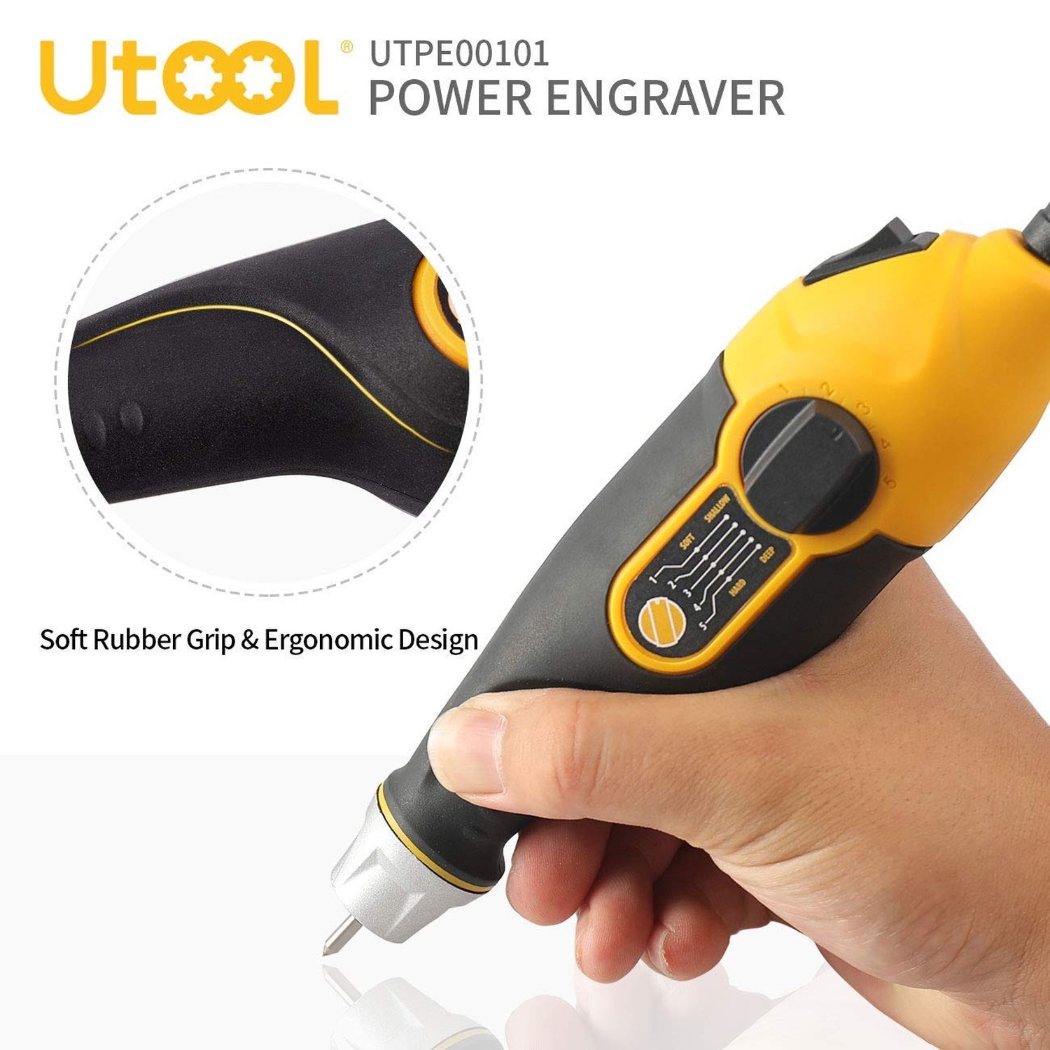 UTOOL Engraver Pen with Letter/Number Stencil, 24W Handheld Etching Tool for ...