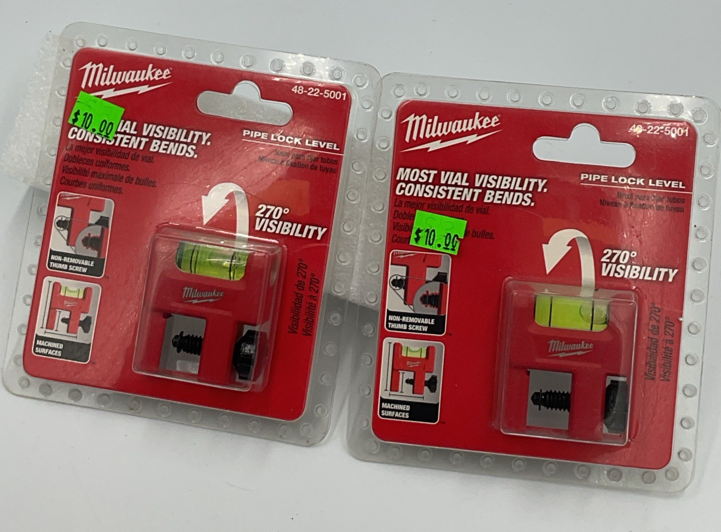 2 X Milwaukee 48-22-5001 2 in. Pipe Lock Level (M)