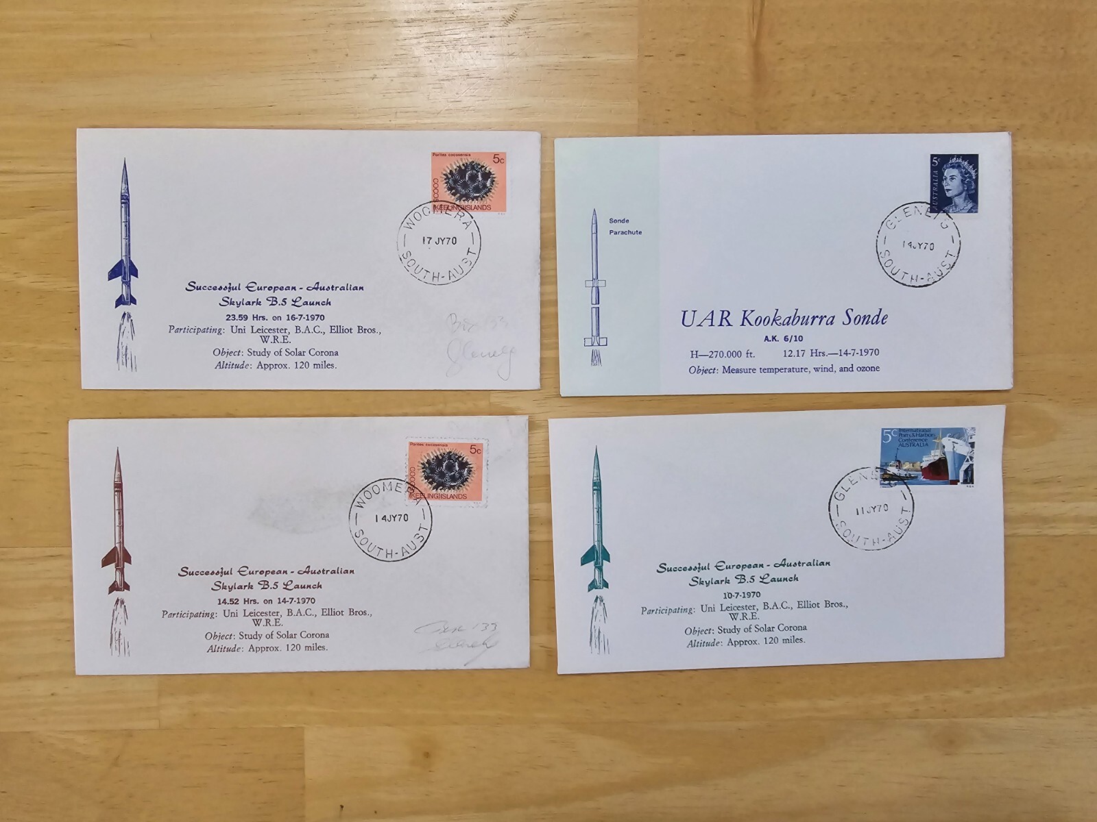 Lot of 4 Australia Space Covers | 1970 Kookaburra Sonde, Skylark