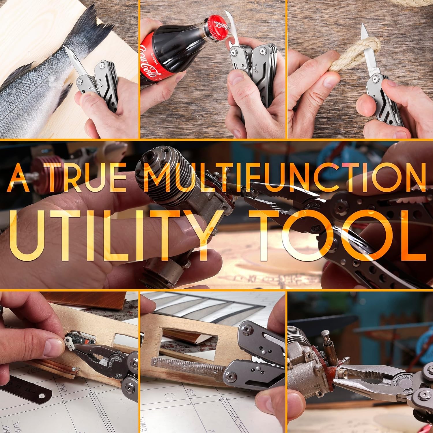 24-in-1 Multitool with Knife,Pliers & 11 Bits Sharp Stainless Steel - Multi Tool