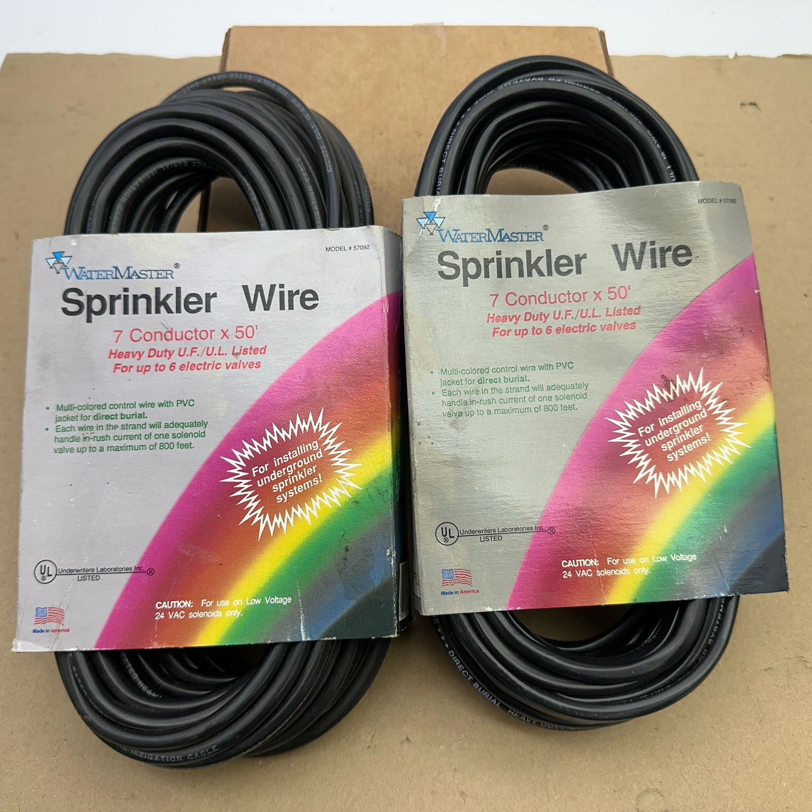 (2) Water Master 57092 7-Strand Sprinkler Wire 50 Feet EA 100ft Total Made USA