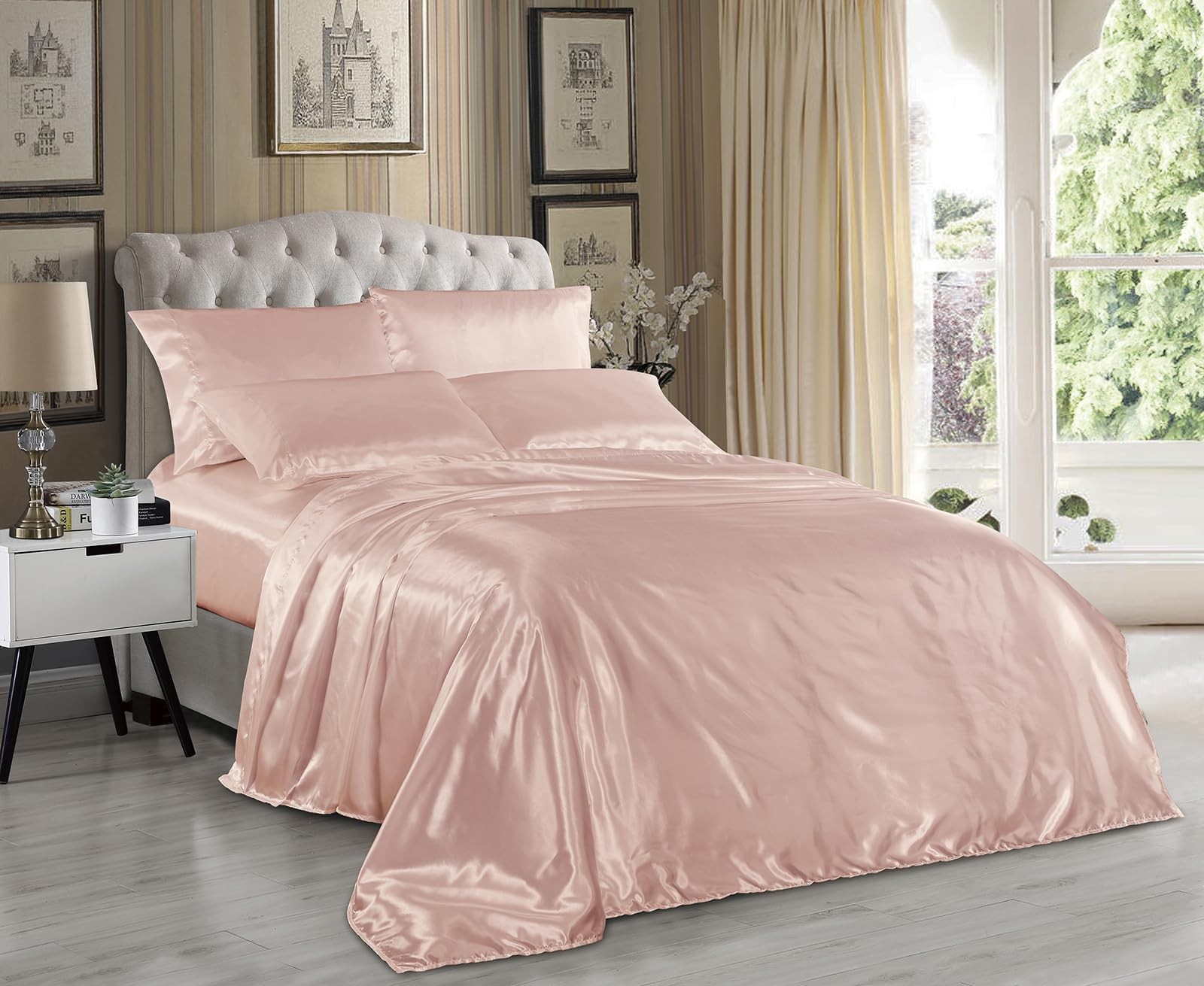 Hight Thread Count Solid Color Soft Silky Charmeuse Satin Luxury and Super So...