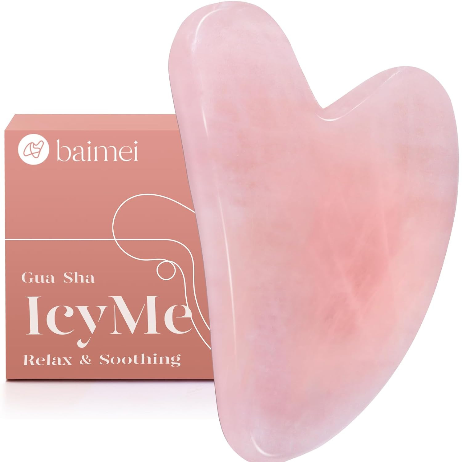 BAIMEI Icyme Natural Rose Quartz Gua Sha Facial Sculpt Massage Tool-Pink | Guash