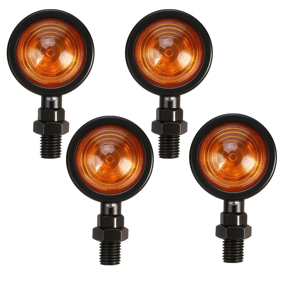 4X Motorcycle Turn Signal Light Front Rear Blinker Indicator Light Amber Black