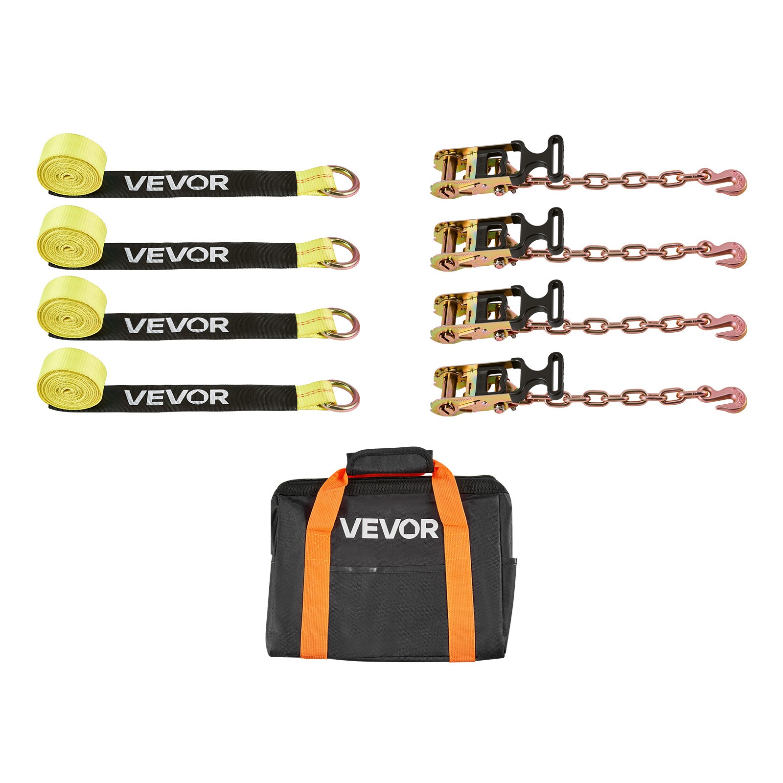 VEVOR 4 Set Axle Straps Car Trailer Hauler Ratchet Tie Down Strap w/Durable Hook