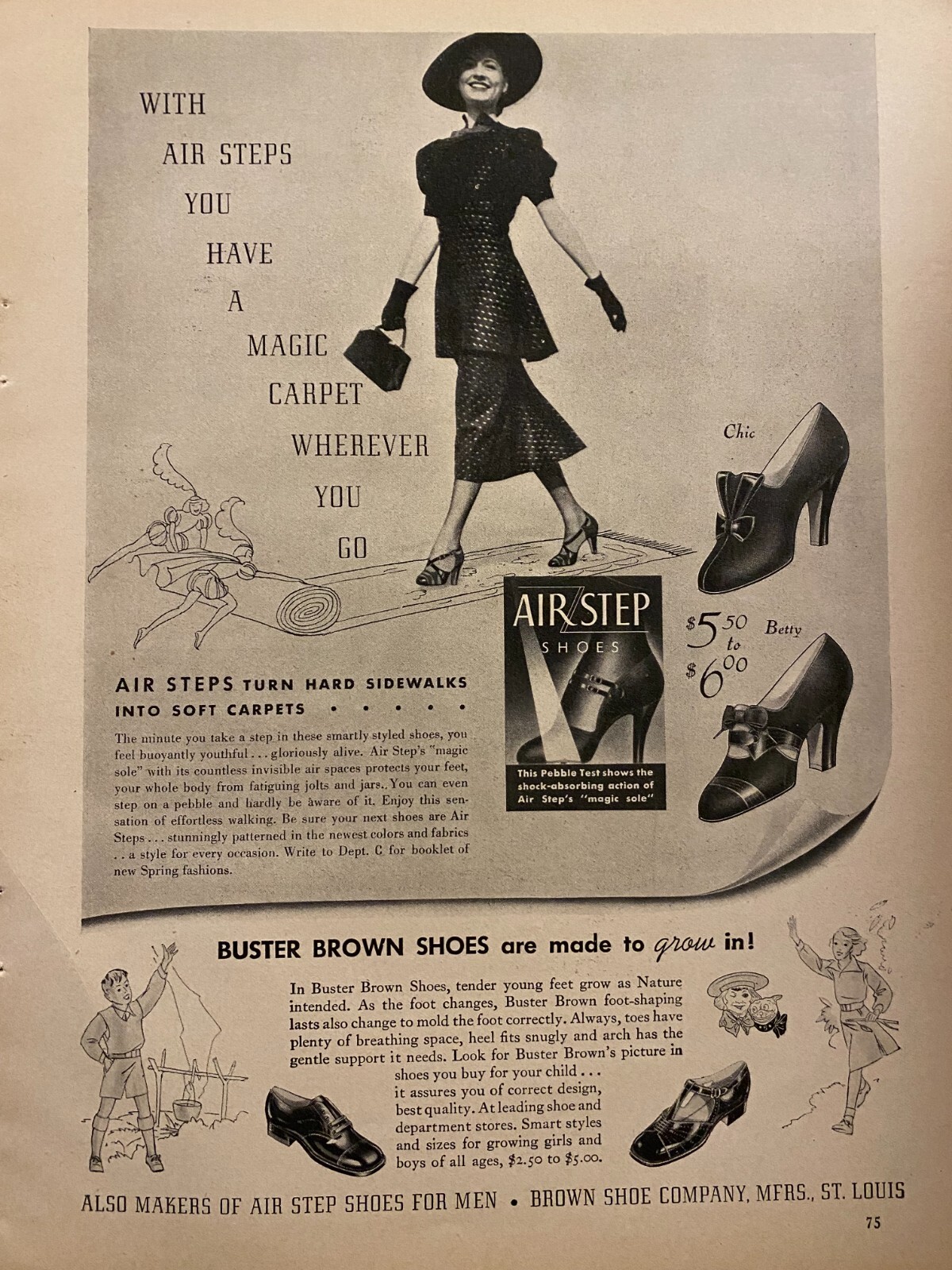 Buster Brown Shoes, Full Page Vintage Print Ad