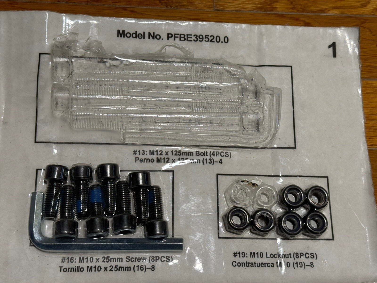 M10 Screw (8),Locknut (6) Preform Carbon Strength Foldable Wall Rack PFBE39520.0