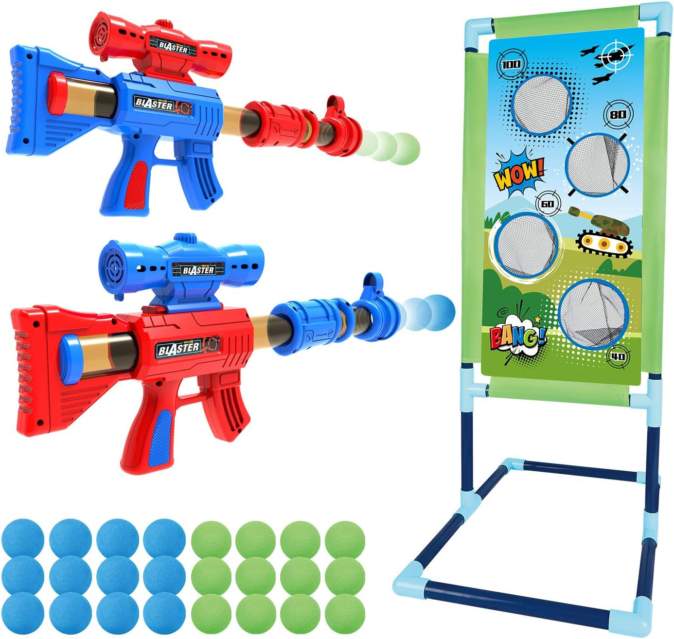 Shooting Game Toy for 5 6 7 8 9 10+ Years Olds Boys,2Pk Foam Ball Popper Air ...