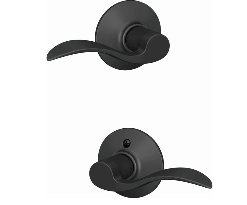 6 SETS Schlage F10 ACC 622 Matte Black Accent  Hall & Closet Passage Door Lever