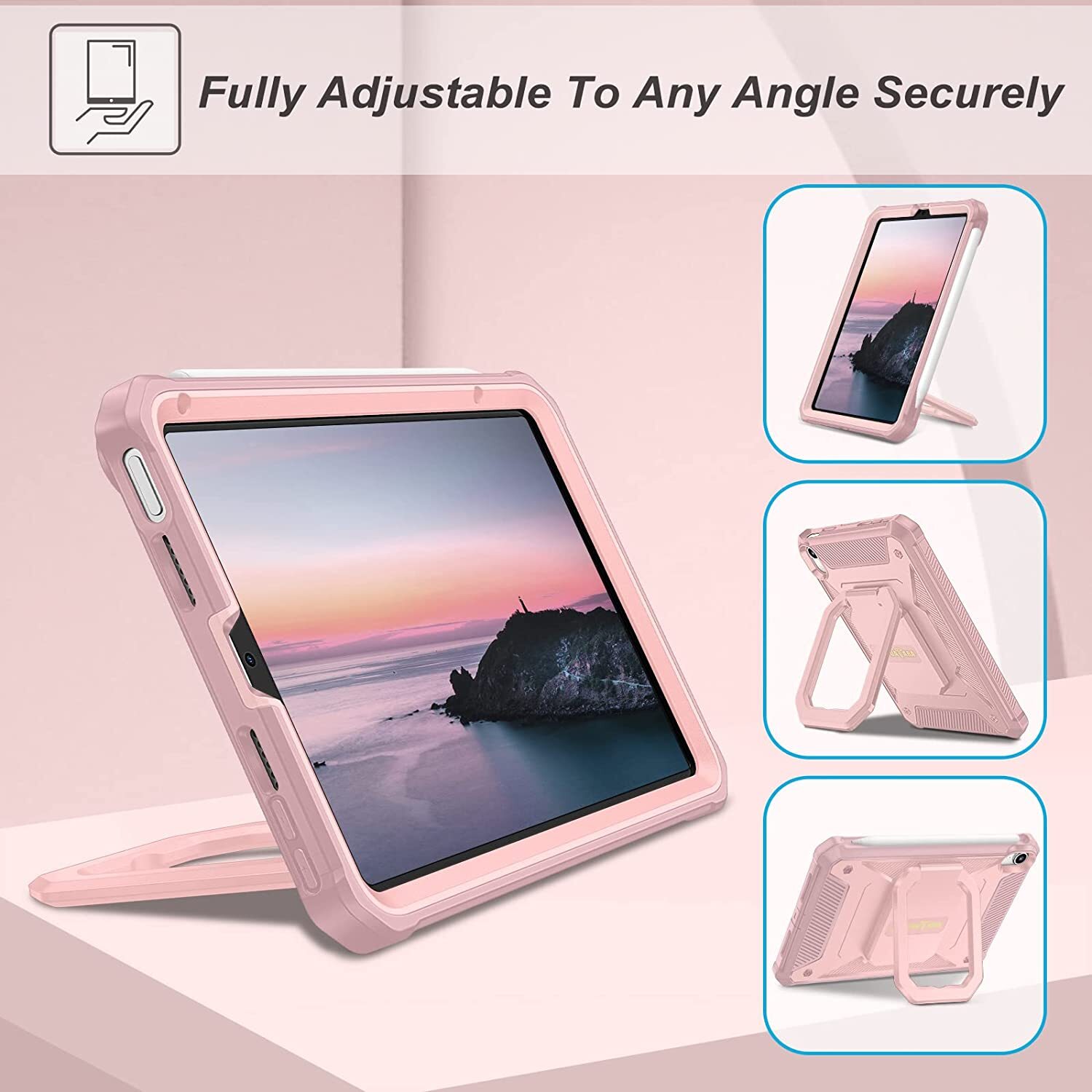 Shockproof Case for iPad Mini 6 2021 Rotating Rugged Cover with Screen Protector