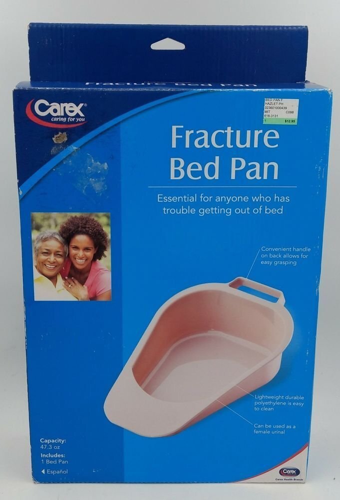 Carex P705 00 Fracture Bed Pan Lightweight Durable Polyethylene Easy Clean 1 ct
