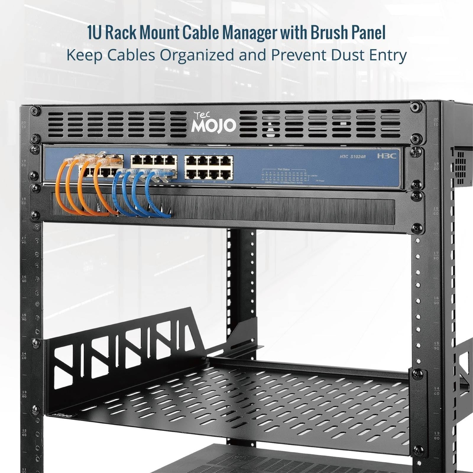 1U Rack Mount Cable Management Panel with Brush,Rack Brush Panel for ...