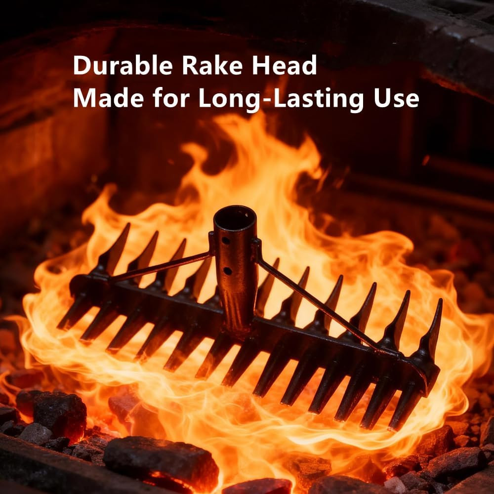Thatch Rake - 63 Inch Dethatcher Rake with Upgraded Dual-Action Tines, Adjustabl
