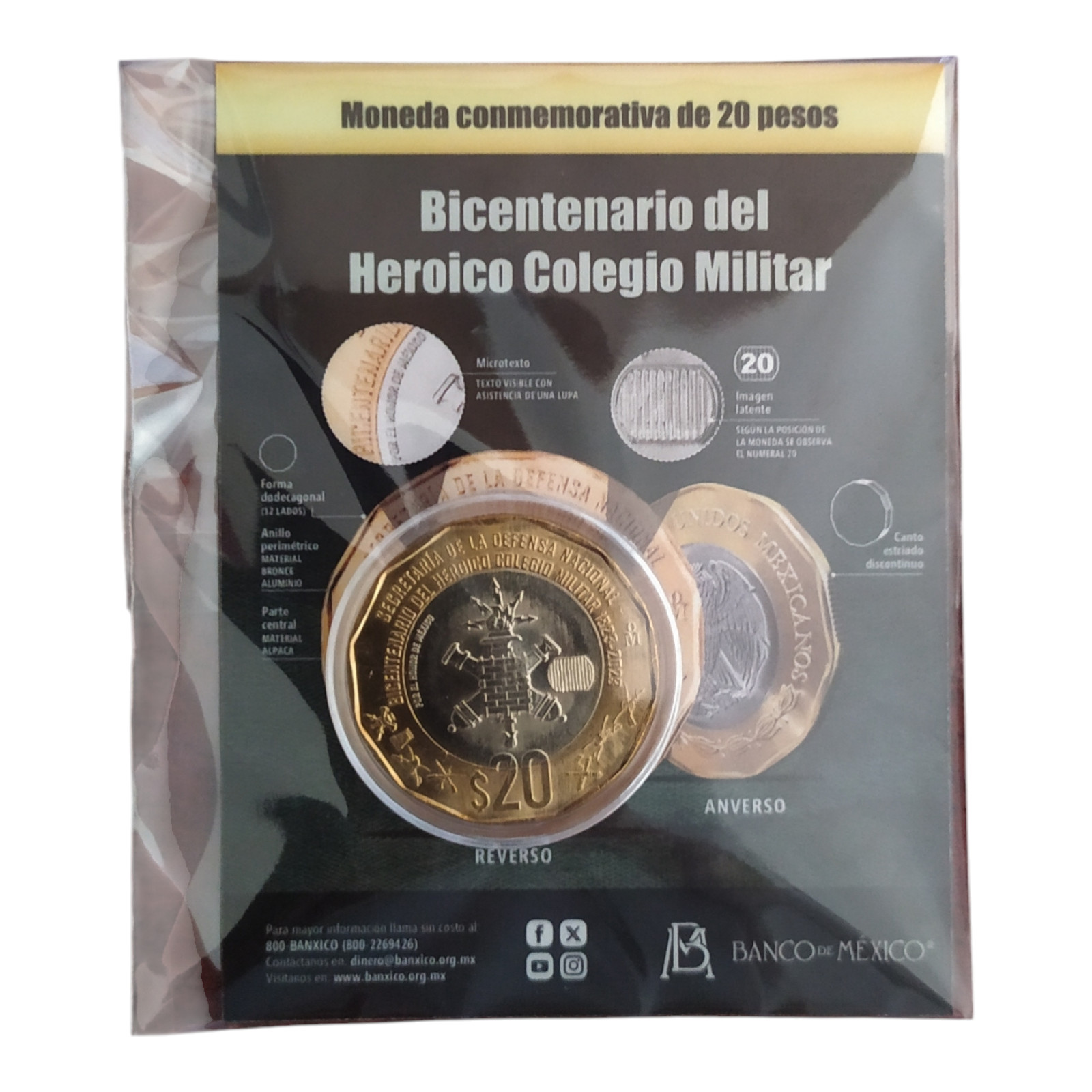 Nueva $20 pesos  Conmemorativa al Bicentenario SEDENA  Heroico Colegio Militar