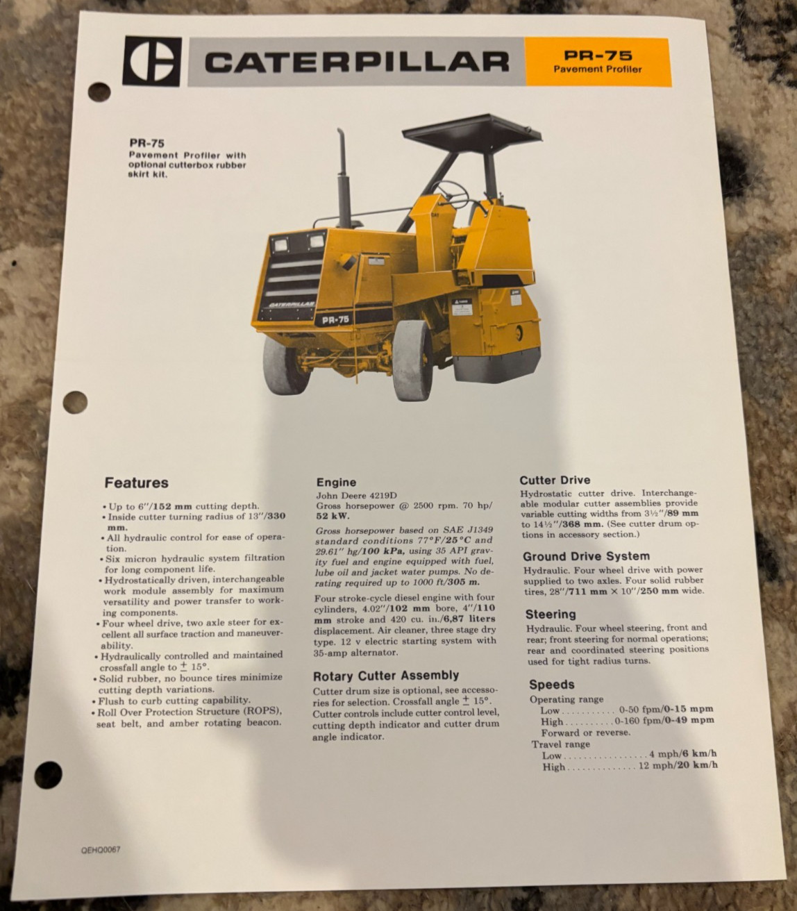 Caterpillar CAT PR-75 Pavement Profiler Brochure AMIL25