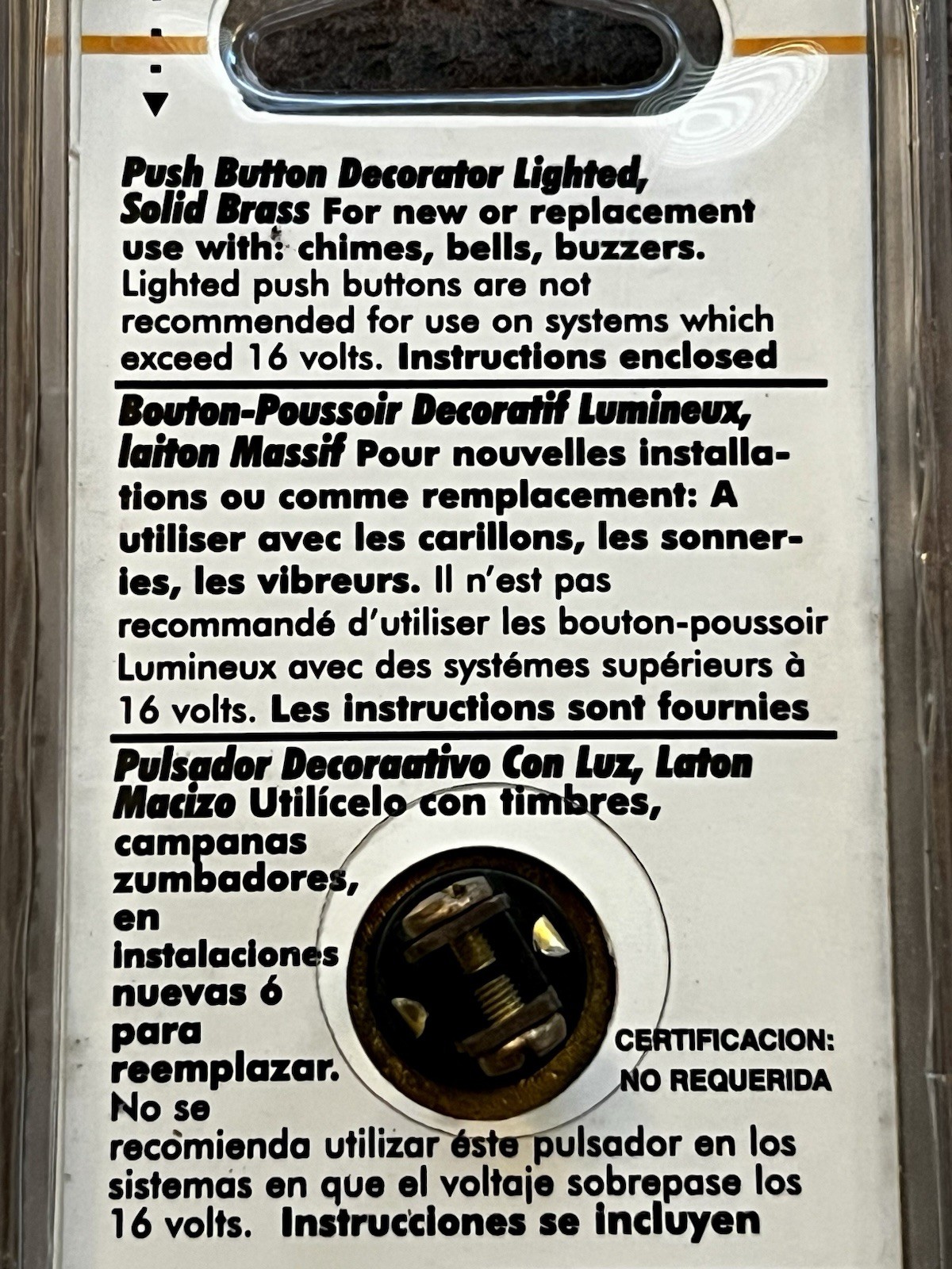 Heath / Zenith Lighted Wired Push Button Solid Brass Doorbell 865 l👀k