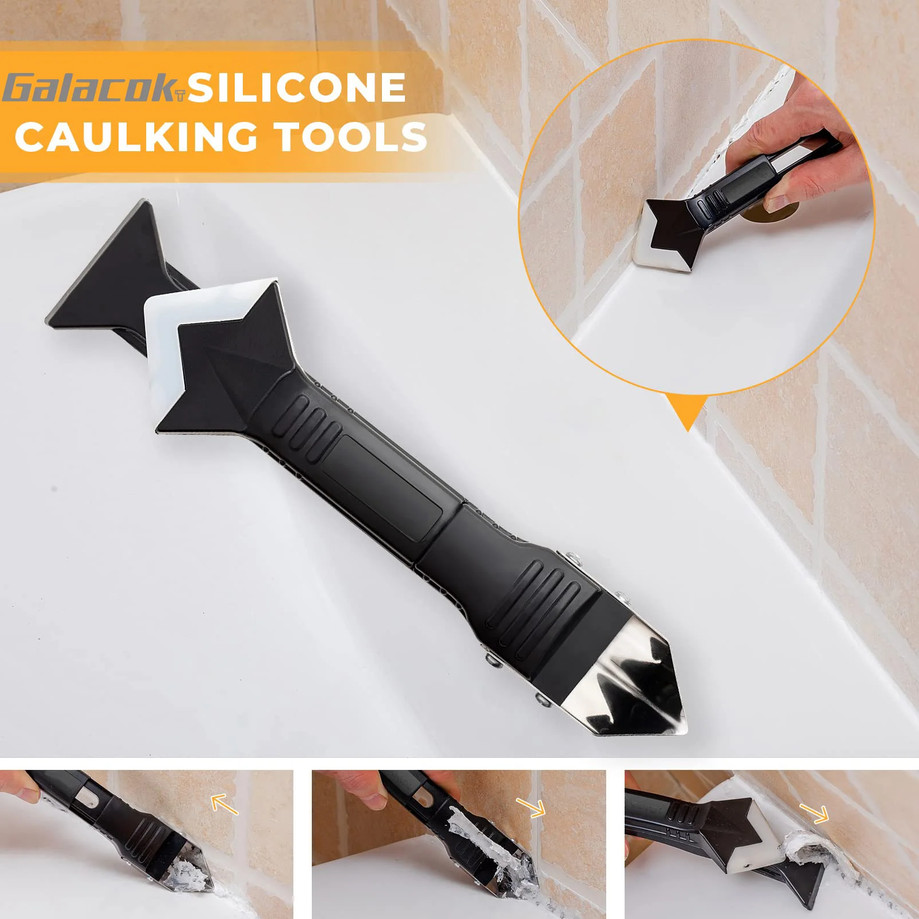 5-in-1 Caulk Finishing Tool Kit Grout Remover Silicone Spatula Scraper Set