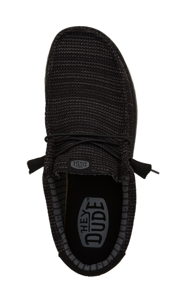 Hey Dude Wally Stretch Mesh Canvas Black Men's Loafer Shoes