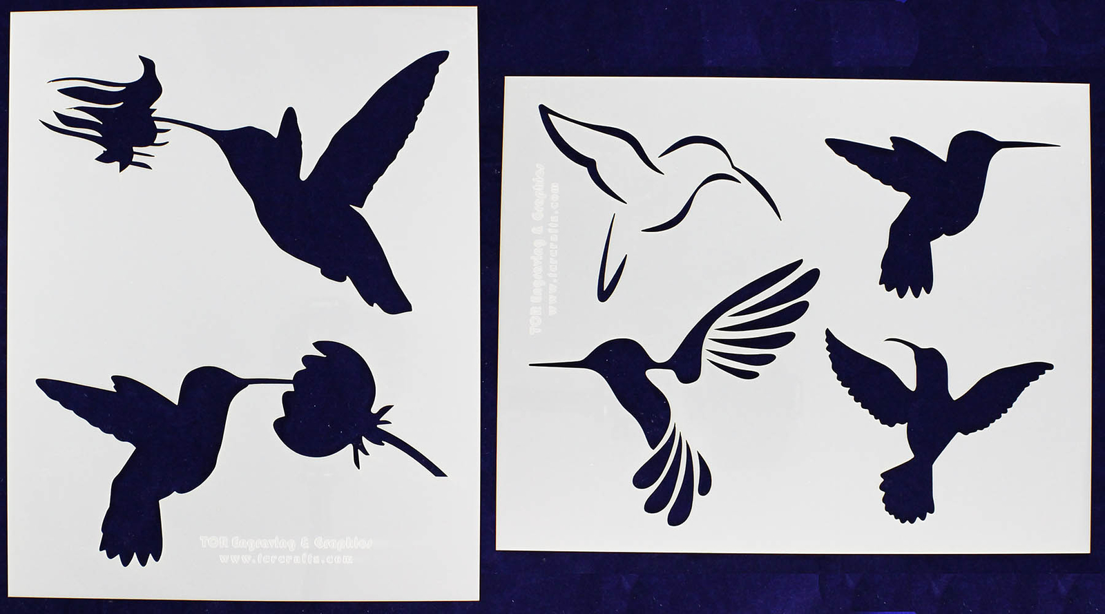2 Piece Set - Hummingbird Stencils Mylar 14 Mil Painting/Crafts/Stencil/Template