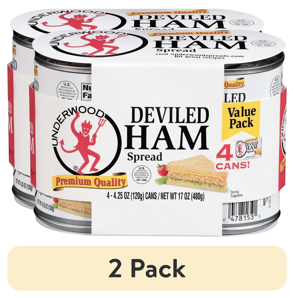 (2 pack) Underwood Deviled Ham Spread, 4.25 oz, 4 Count Cans