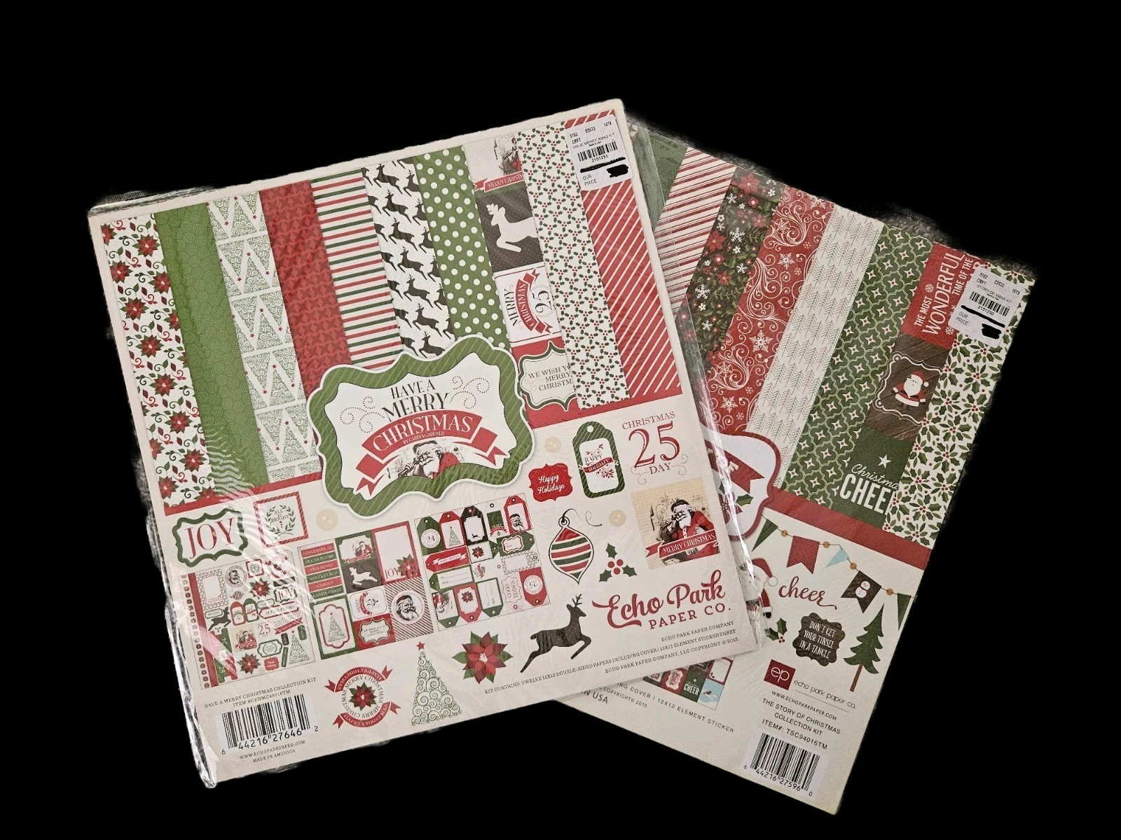 Echo Park Paper Lot Of 2 - HAVE A MERRY CHRISTMAS - Collection Kit And Stickers