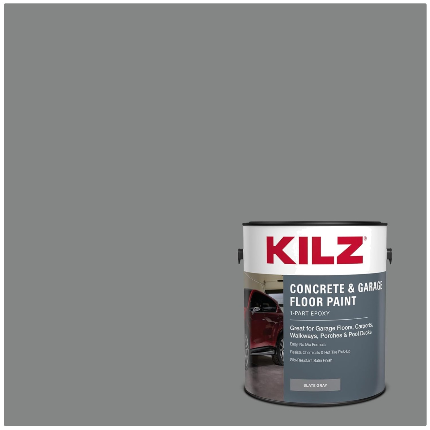Durable 1-Part Epoxy Concrete Paint, Slate Gray, 1 Gal