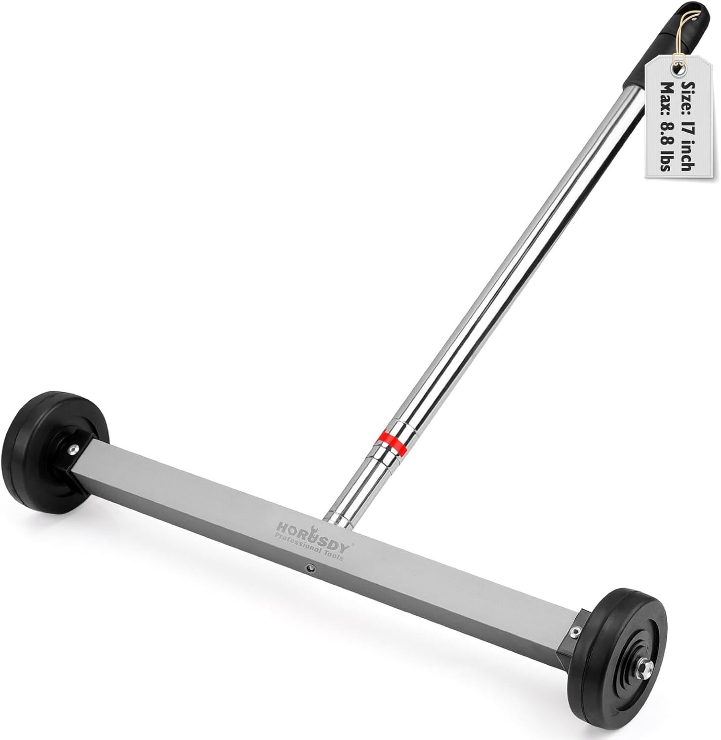 HORUSDY 17-Inch Rolling Magnetic Sweeper with Wheels | Adjustable 1PC, Silver