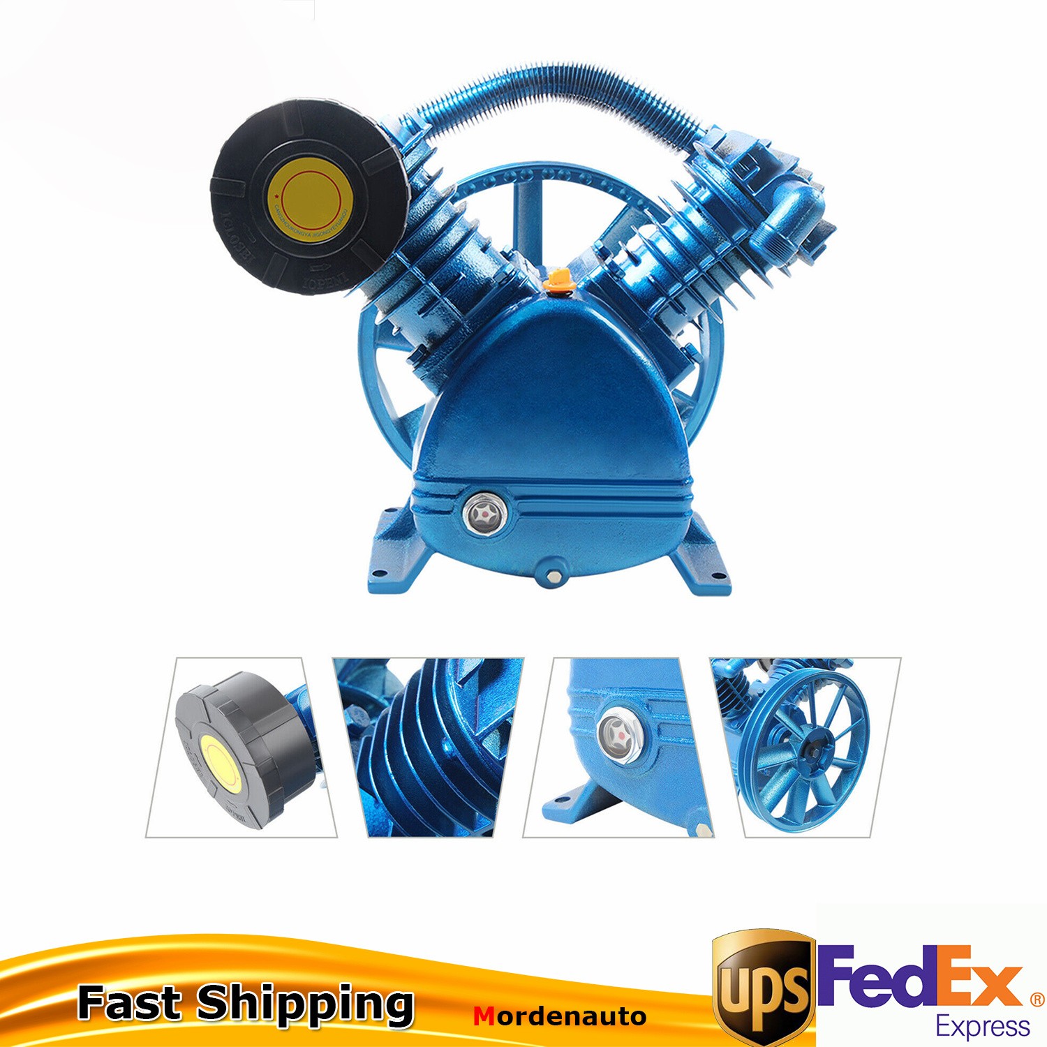5.5HP 175PSI V Type Twin Cylinder Air Compressor Pump Head Double Stage New