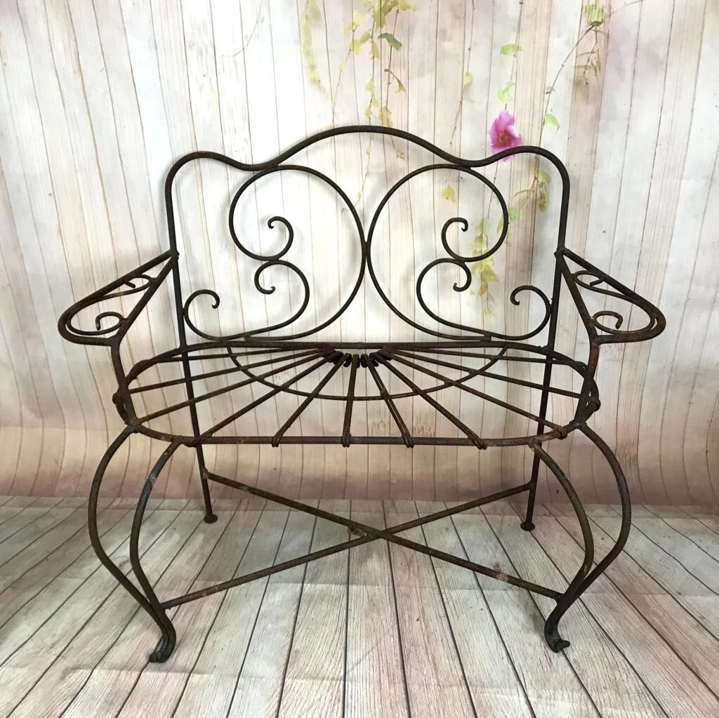 25" Wrought Iron Miniature Small Swirl Bench - Outdoor Childs Furniture and Plan