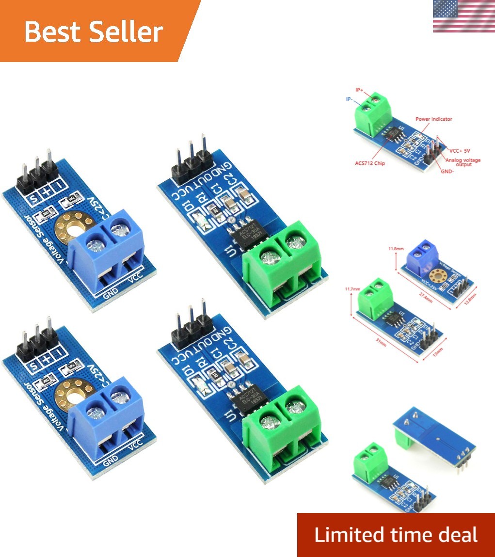 Versatile 30A Current and Voltage Sensor for Arduino - Ideal for DIY Electronics