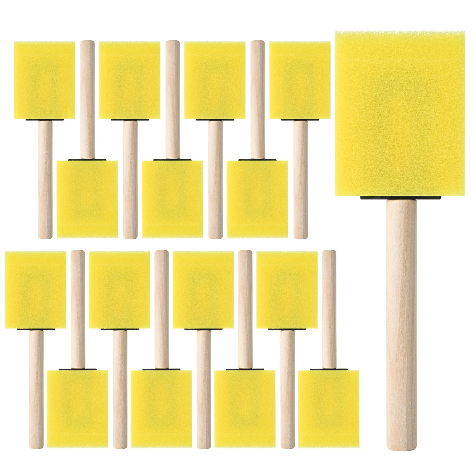 Bates- Foam Paint Brushes, 2", 16 Pack, Yellow Sponge 2 Inch, 16