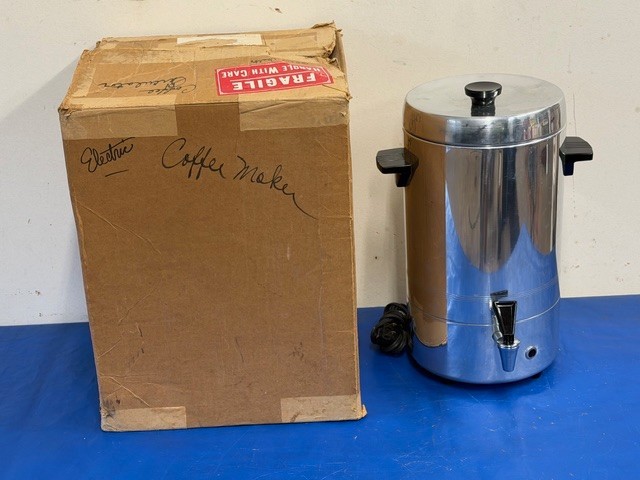 VINTAGE EMPIRE 32 CUP 2015 PERCOLATOR ELECTRIC COFFEE MAKER ALUMINUM MID CENTURY