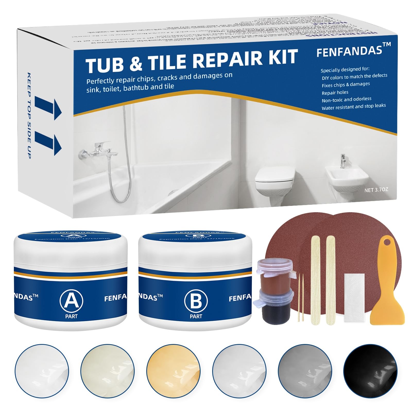 Tub and Fiberglass Shower Repair Kit White, 3.7oz Porcelain Tile White