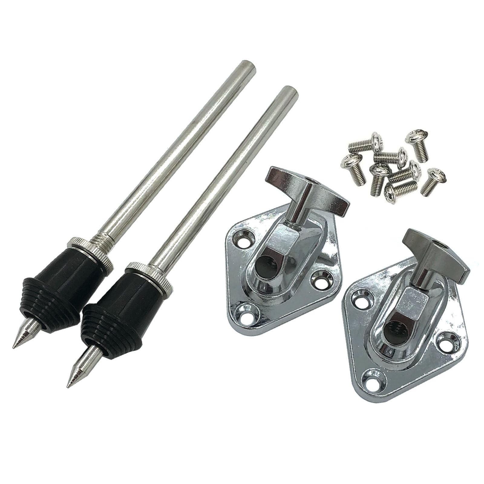 TUOREN 1 Pair Vintage Bass Drum Spurs Legs with Mount Bases Bracket, Silver