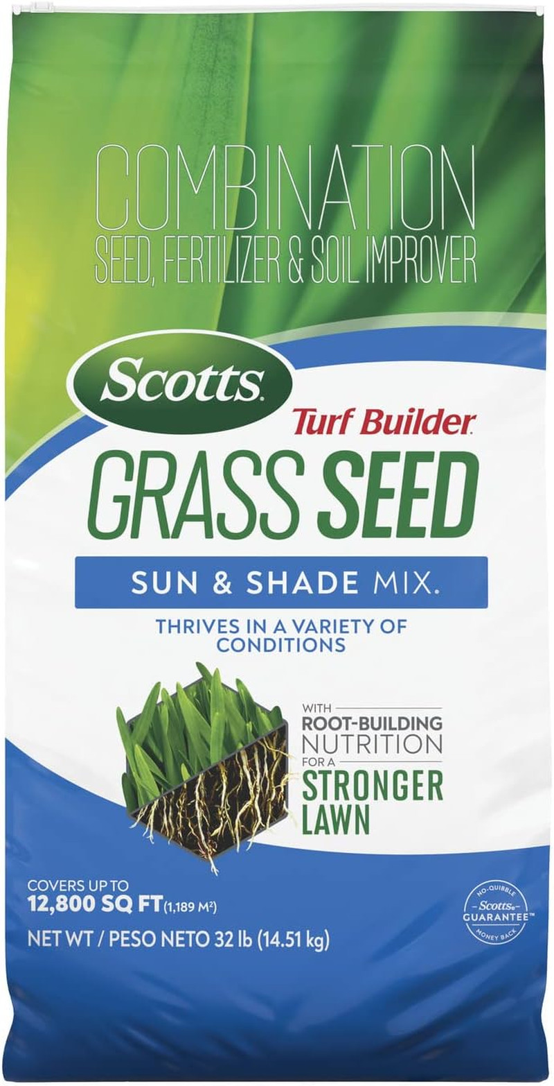 Scotts Turf Builder Grass Seed Sun and Shade Mix - Grass Seed plus Lawn Fertiliz