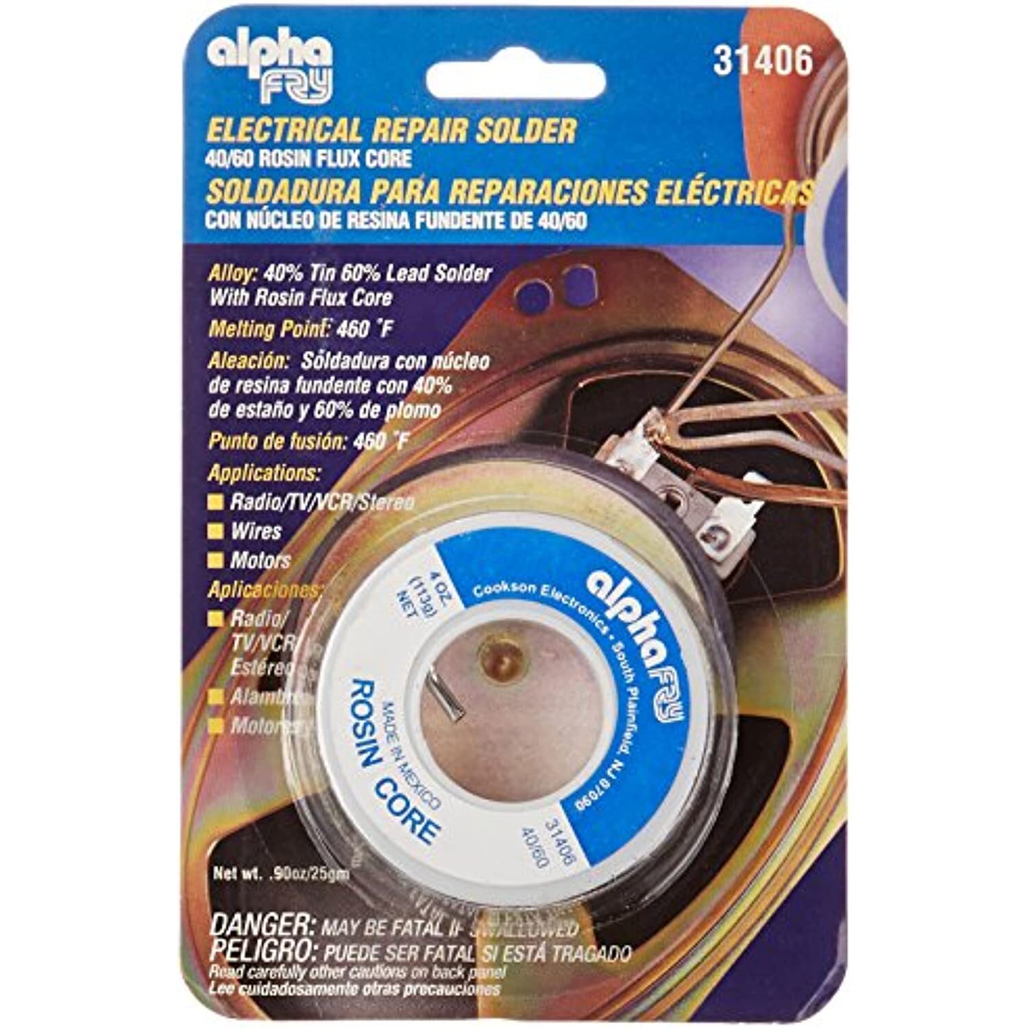 alpha fry 24637 AM31406 Cookson Elect 40/60 Electrical Rosin Core Solder,