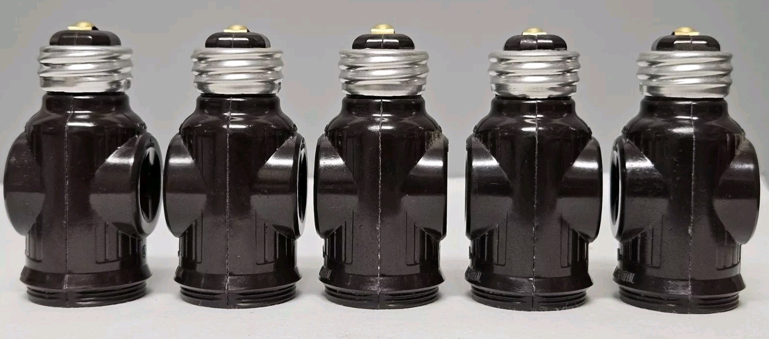 5x Keyless Socket Adapters With Two Polarized Outlets 660w- 125V Brown - Cooper