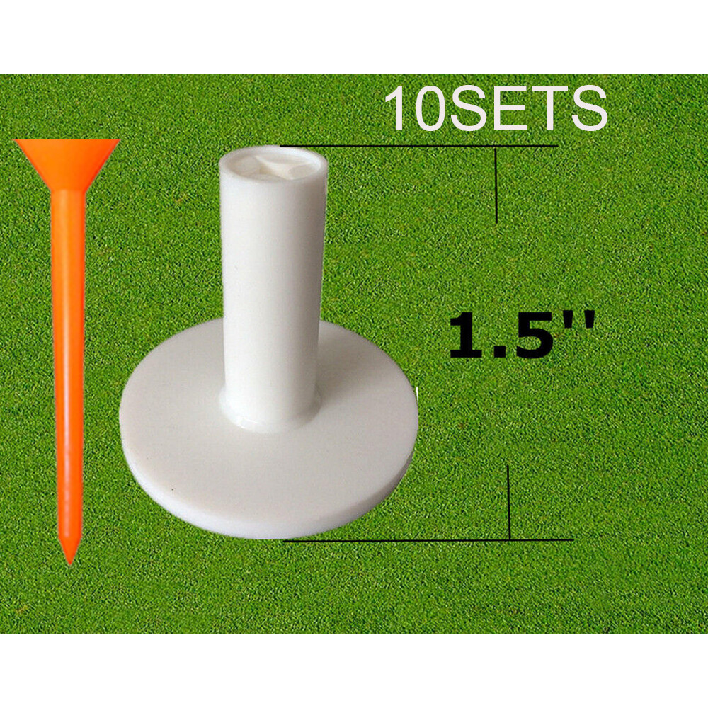 1.5/2in Golf Rubber Tees Holder Range Driving Practice Mat With Castle Tees 10X