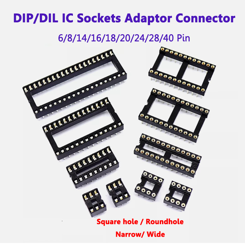 IC Sockets Integrated Circuit Socket DIP Holder 6/8/14/16/18/20/24/28/40 Pin