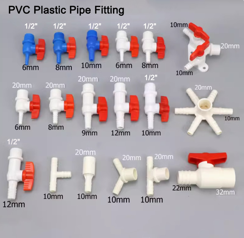PVC Plastic Pipe Fitting 3-Way 6-Way Connector Plastic Valve