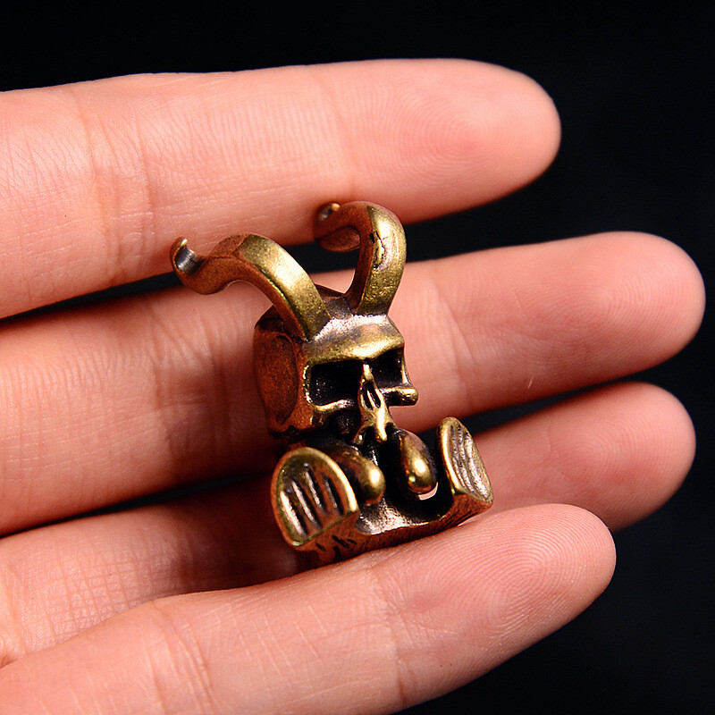 Edc Solid Brass Little Devil Umbrella Rope Knife Pendant Lanyard Bead Paracord