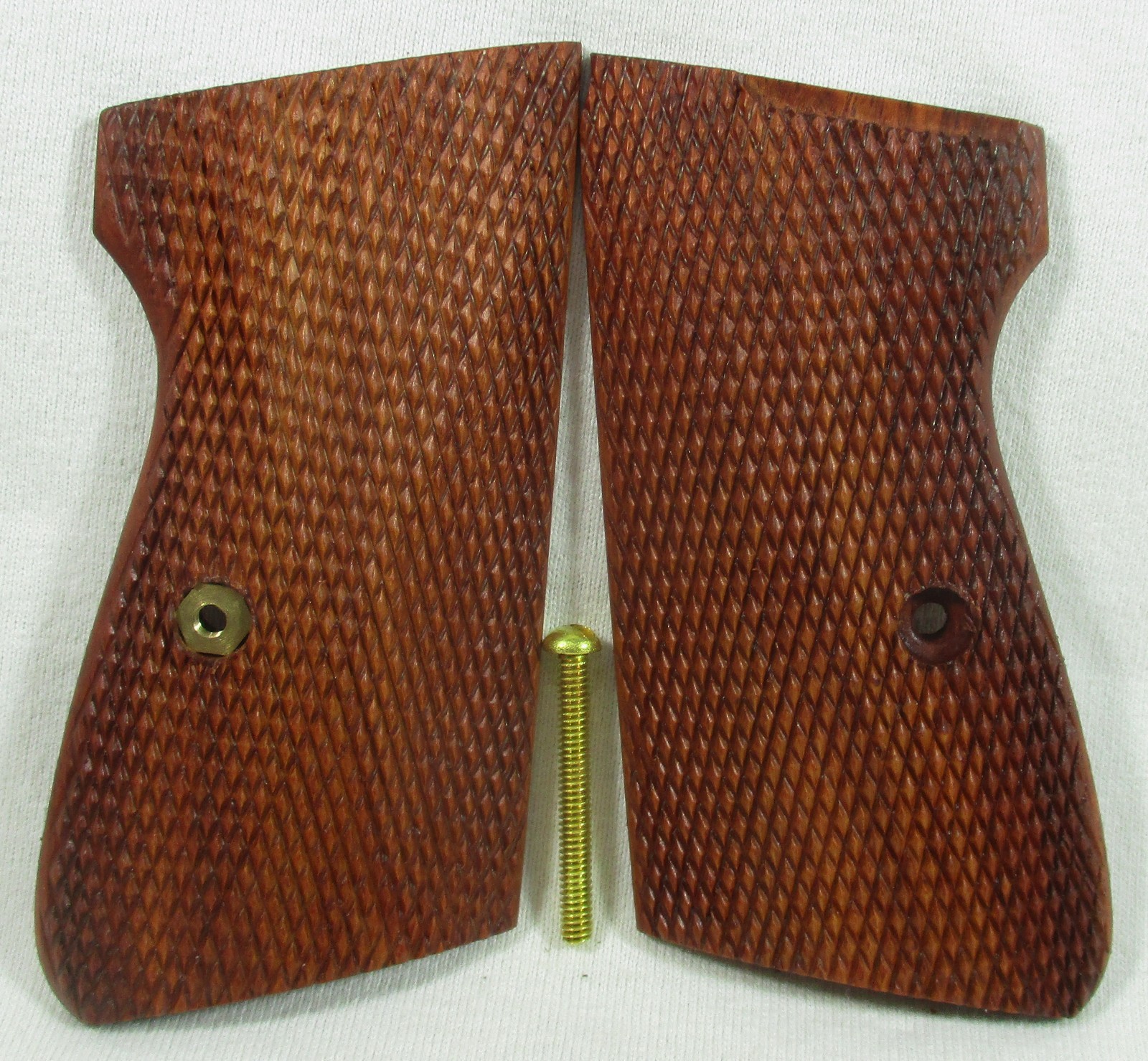 New, wood checkered grips for Walther PPK/S Interarm 380 ACP