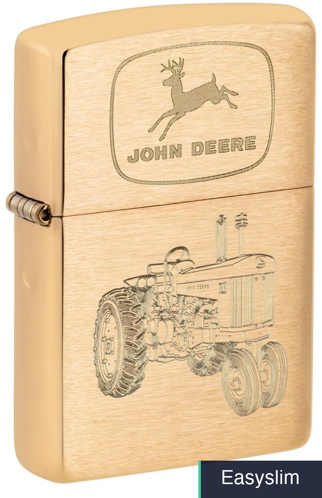 Zippo Windproof Lighter John Deere Brushed Brass Pocket Made USA
