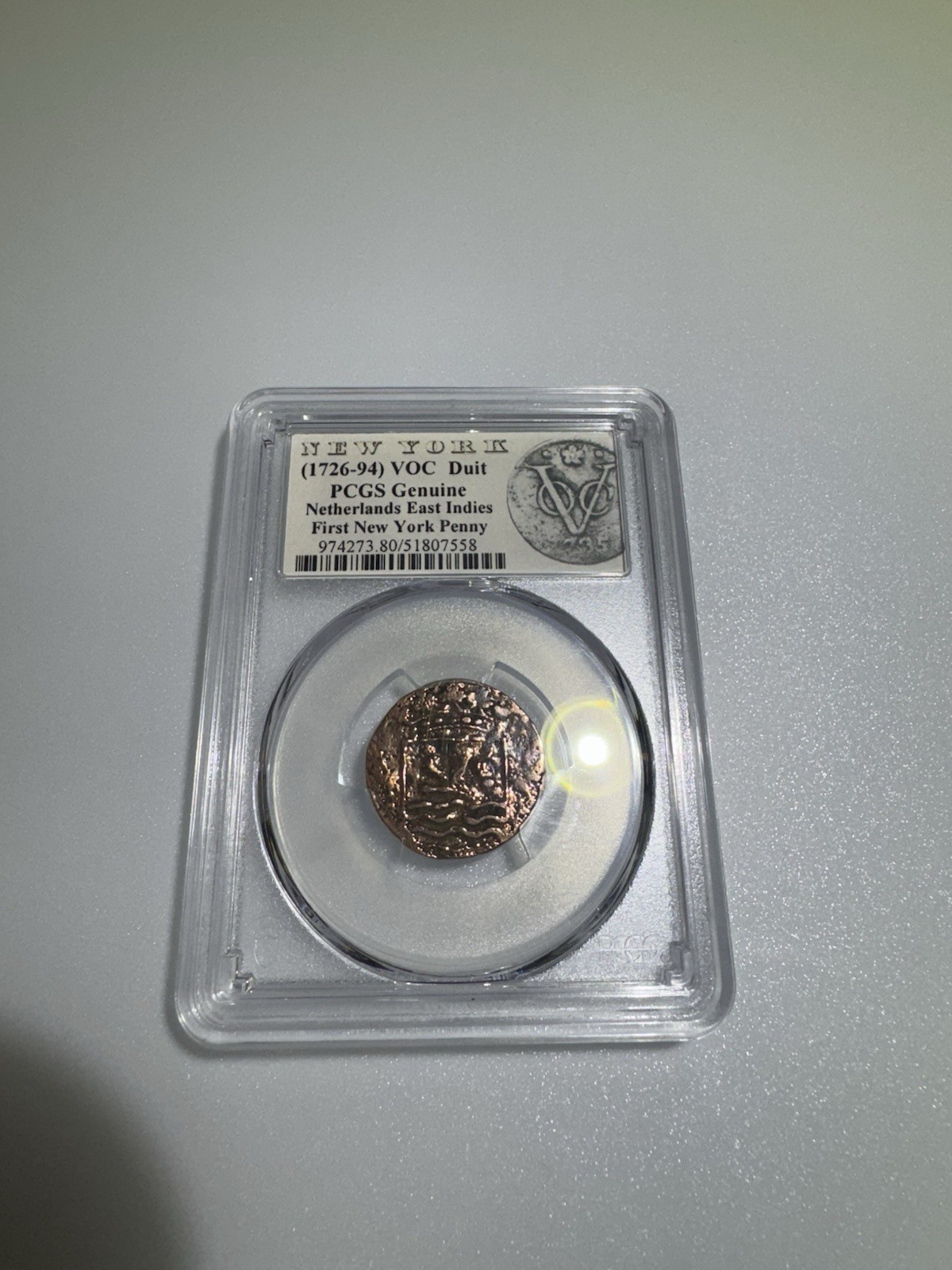 1726-94 VOC Duit PCGS Genuine East Indies First NY Penny (1764)