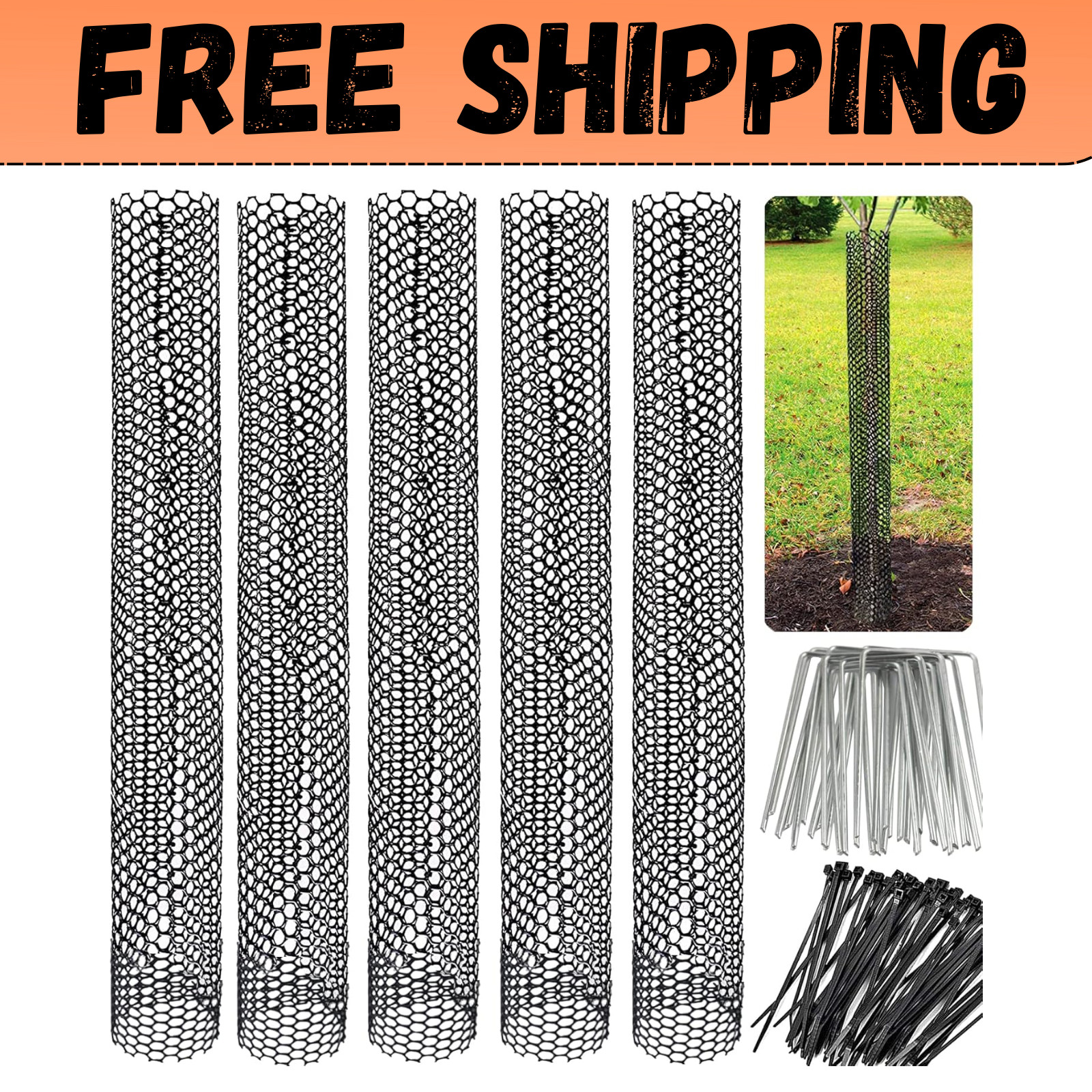 Mesh Tree Trunk Protectors, 6 Pack 40 Inches Tree Bark Protector Guard with Zip