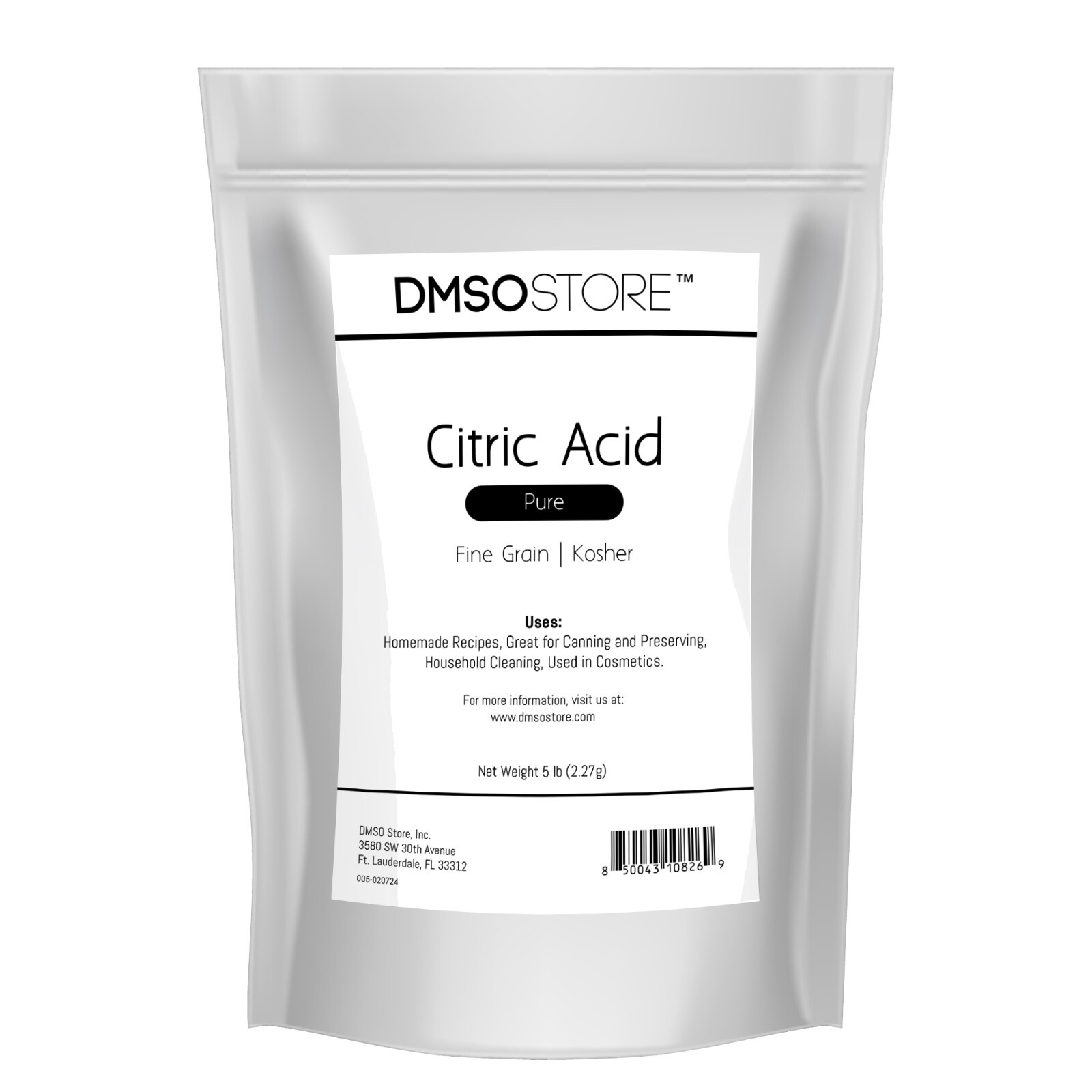 CITRIC ACID 5 lb. 100% Food Grade In Resealable Foil Bag