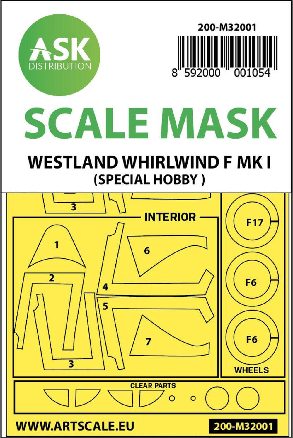Art Scale 1/32 Art Scale Westland Whirlwind Mk.I double-sided painting mask for